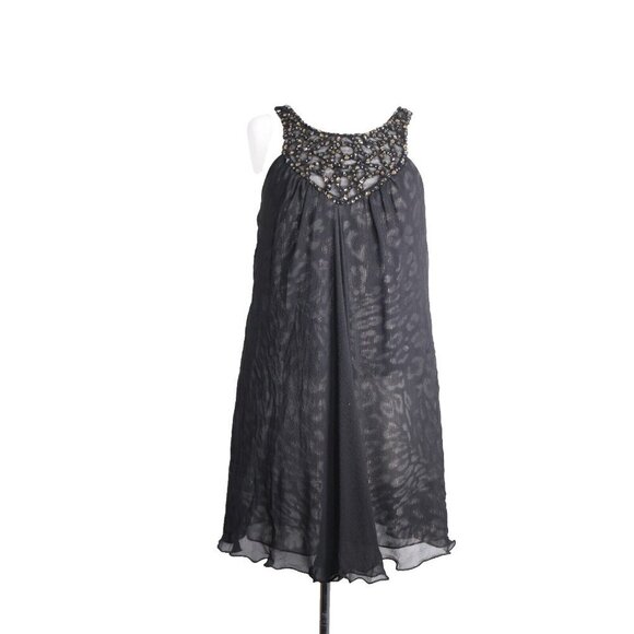 BCBGMaxazria Womens 0 Black Anika Silk Party Dress Gold Crystals Beaded IML6N481 - Picture 5 of 13